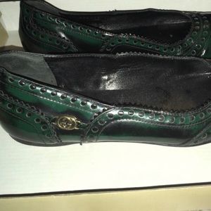 Gucci brocade flats green 36.5